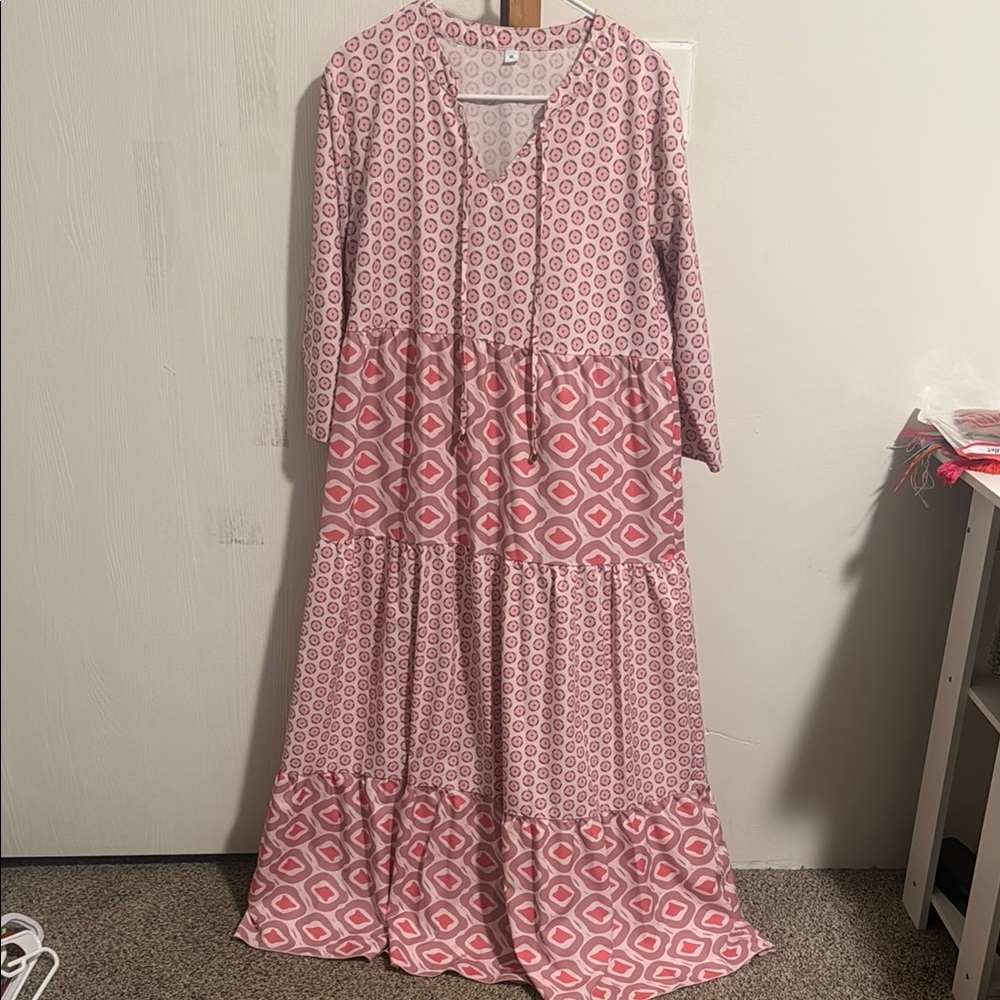 Pink Patterned Maxi Dress